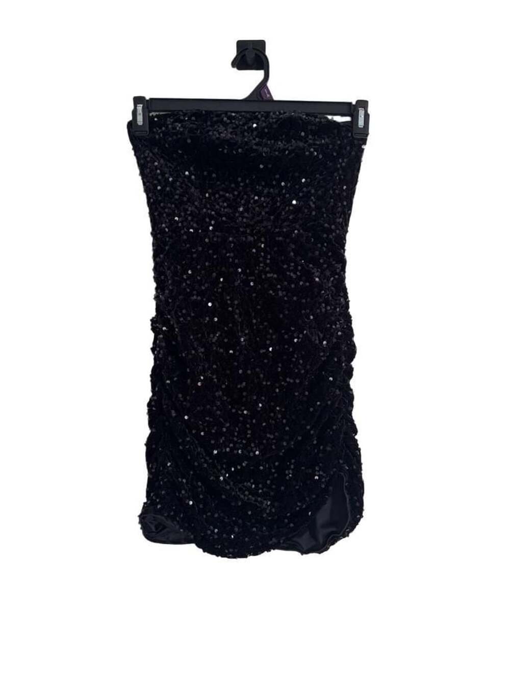 SHEIN Black Sequin Strapless Tube Mini Dress Size Small